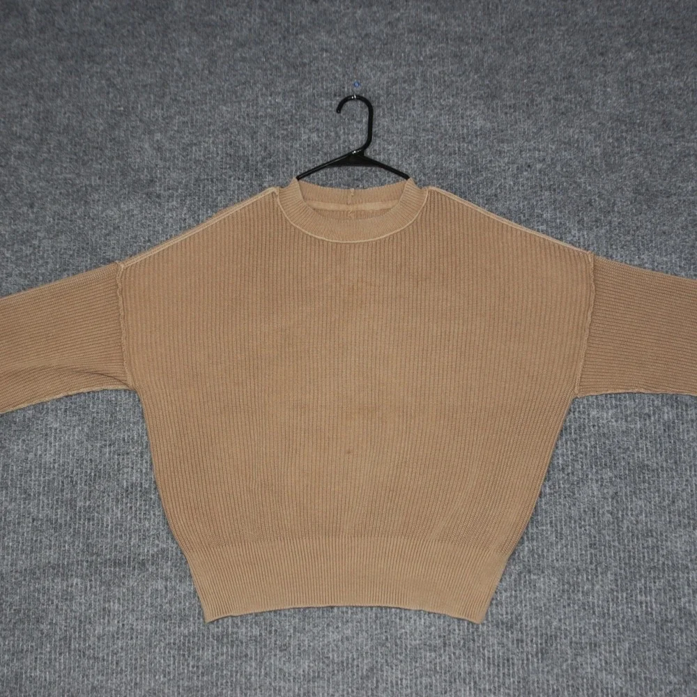 Aerie Mens‎ Tan Ribbed Knit Crew Neck Long Sleeve Sweater XS